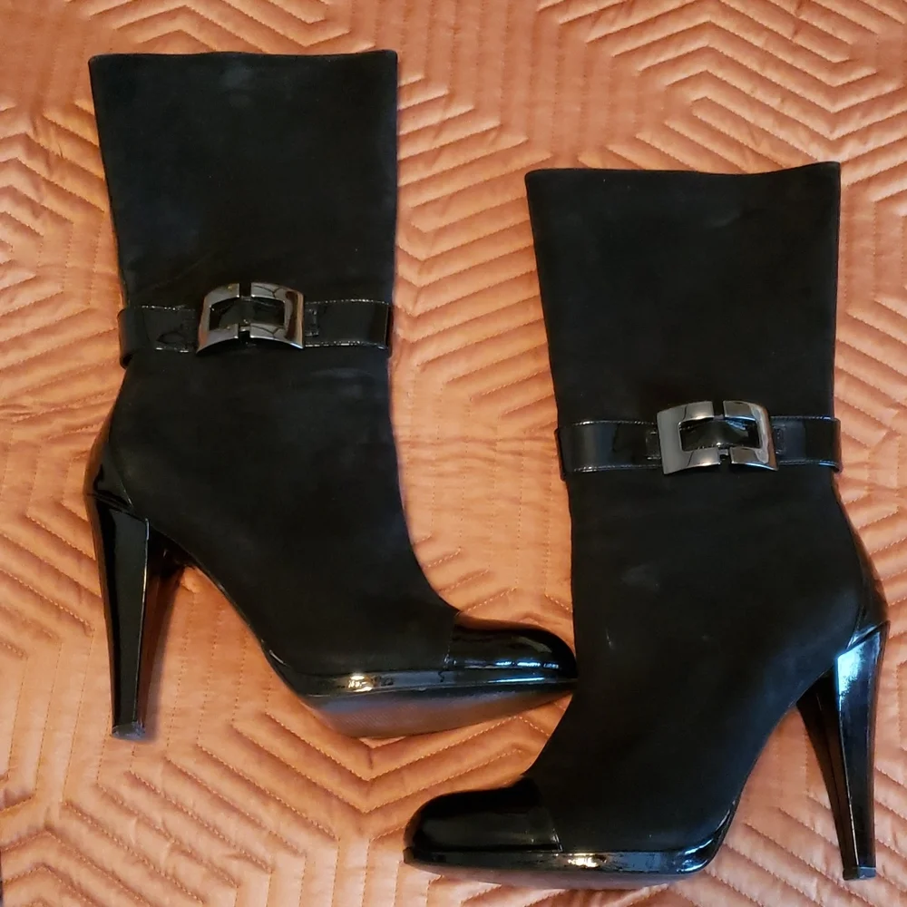 Patent Cap Toe Suede Boots! - Picture 2 of 4